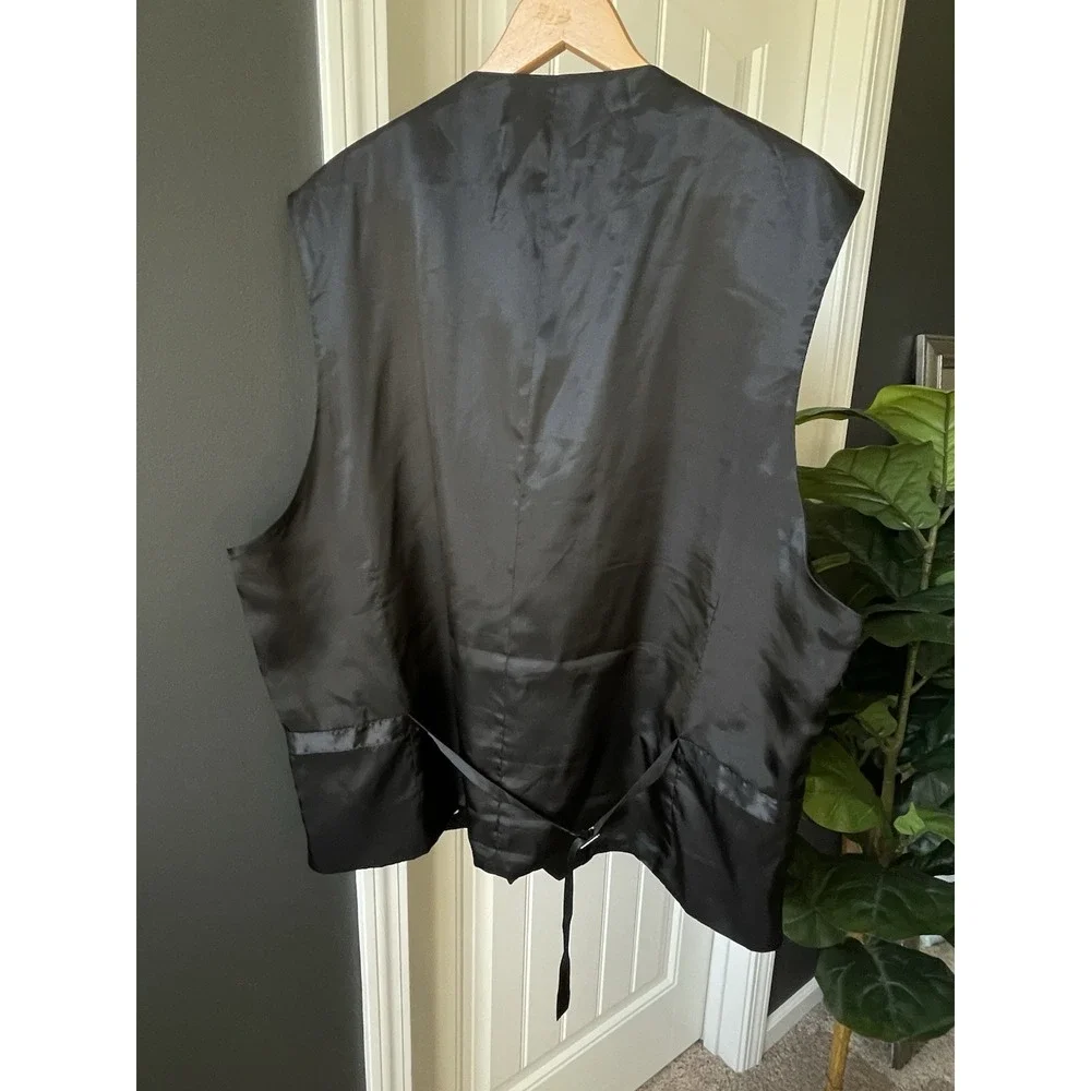 Pronto Uomo Platinum Black 100% Wool Suit Vest Formal Waistcoat Sz 4XL READ